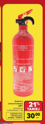Gaśnica samochodowa ABC proszkowa z wieszakiem promocja w Carrefour