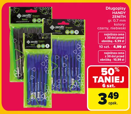 Długopisy Zenith Handy 10-pak promocja w Carrefour