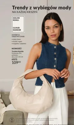 Torebka Matilda kremowa PU poliester 35x7,5x23cm promocja w AVON