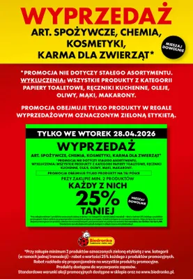 Artykuły spożywcze, chemia, kosmetyki oraz karmy dla zwierząt -25% promocja w Biedronka