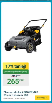 Zbieracz do liści Powermat 53 cm z koszem 100 l promocja w ERLI