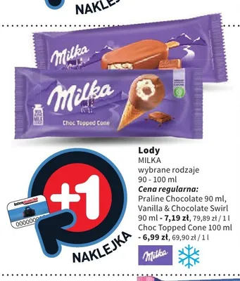 Lody Milka Choc Topped Cone promocja w Intermarche