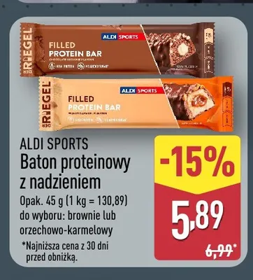 Baton proteinowy z nadzieniem brownie Aldi Sports promocja w Aldi