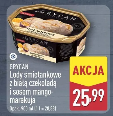 Lody śmietankowe z białą czekoladą i sosem mango-marakuja promocja w Aldi