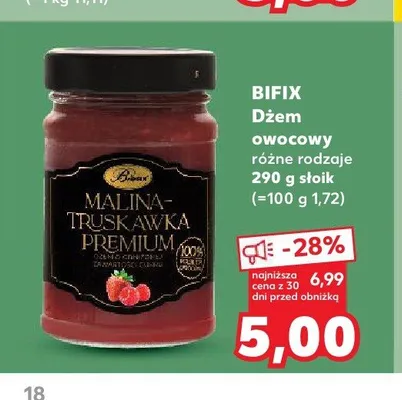 Dżem owocowy Bifix Malina-Truskawka Premium promocja w Kaufland