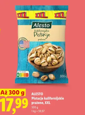 Pistacje kalifornijskie prażone XXL Alesto promocja w Lidl