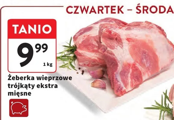 Żeberka wieprzowe trójkąty ekstra mięsne promocja w Intermarche