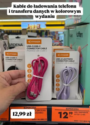 Przewód USB-C/USB-C HYKKER 1.2m promocja w Biedronka