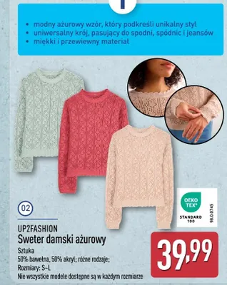 Sweter damski ażurowy promocja w Aldi