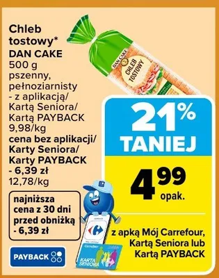 Chleb tostowy pszenny, pełnoziarnisty promocja w Carrefour Market