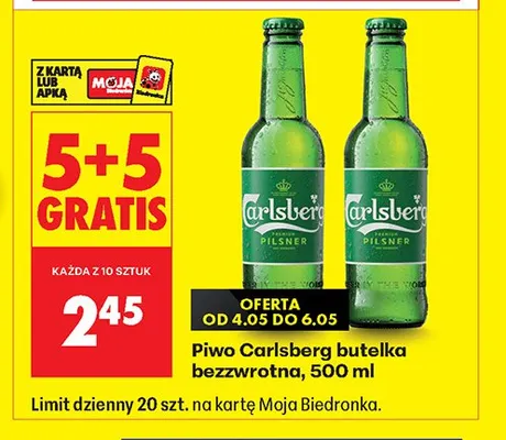 Piwo Carlsberg butelka bezzwrotna promocja w Biedronka