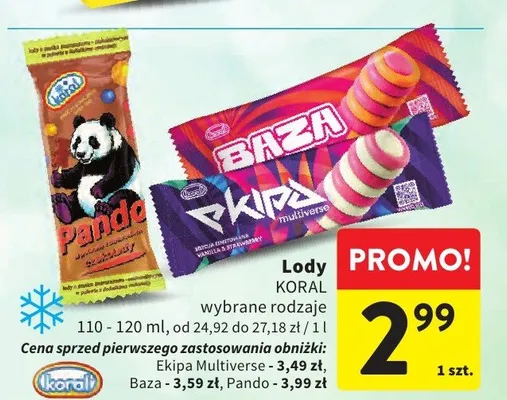 Lody Koral Baza promocja w Intermarche