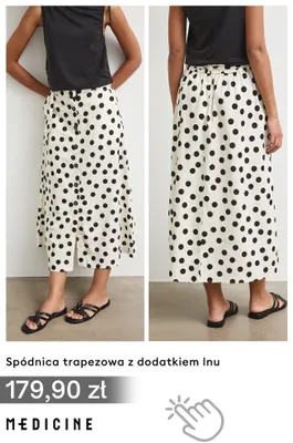 Spódnica trapezowa z dodatkiem lnu Medicine promocja w Medicine