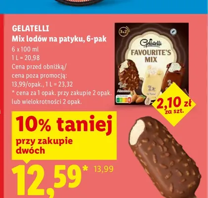 Mix lodów na patyku Gelatelli 6-pak promocja w Lidl