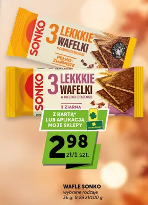 Wafle Sonko Lekkie Wafelki w mlecznej czekoladzie 3 ziarna promocja w ABC