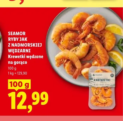 Krewetki wędzone na gorąco SEAMOR promocja w Lidl
