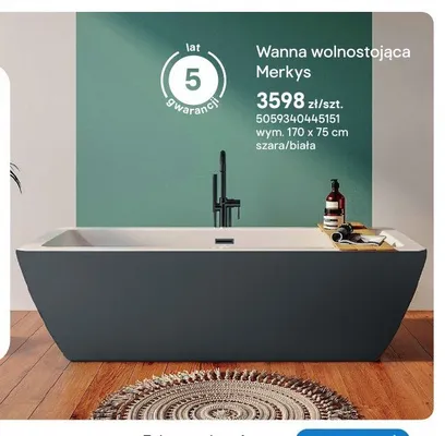 Wanna wolnostojąca GoodHome Merkys szara/biała promocja w Castorama