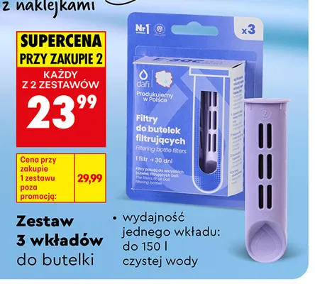 Zestaw wkładów filtrujących do butelki Dafi promocja w Biedronka