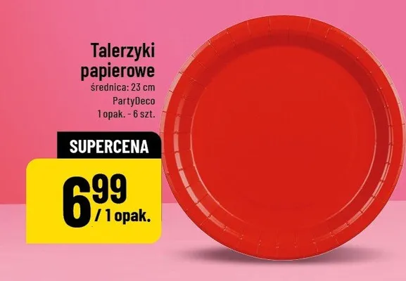 Talerzyki papierowe średnica: 23 cm PartyDeco 1 opak. 6 szt. promocja w POLOmarket