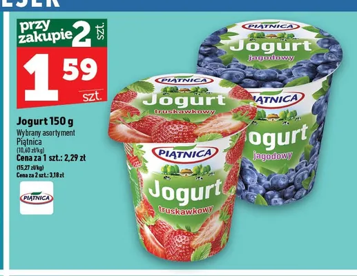 Jogurt jagodowy Piątnica promocja w TOPAZ