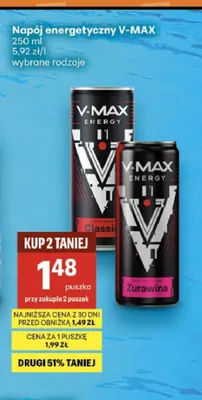 Napój energetyczny V-MAX Żurawina promocja w Delikatesy Centrum