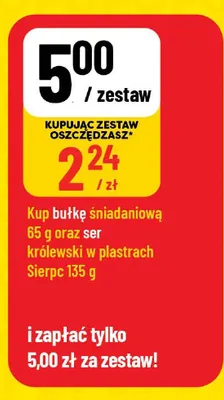 Zestaw Ser królewski w plastrach Sierpc 135 g i Bułka śniadaniowa 65 g promocja w POLOmarket