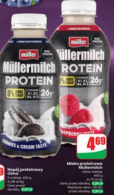 Mleko proteinowe cookies & cream taste Müllermilch promocja w Dino