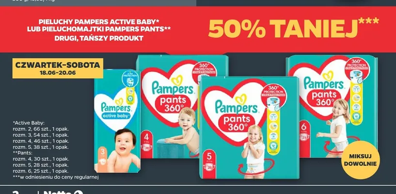 Pieluchy Pampers Active Baby promocja w Netto