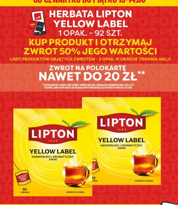 Herbata czarna Lipton Yellow Label promocja w POLOmarket