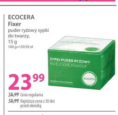 Puder ryżowy sypki do twarzy ECOCERA Fixer promocja w Hebe