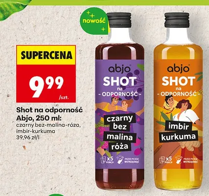 Shot na odporność czarny bez-malina-róża 250 ml promocja w Biedronka