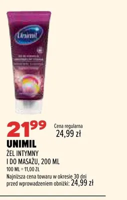 Żel intymny i do masażu Unimil promocja w Drogerie Natura