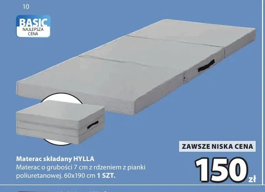 Materac składany Hylla 60x190 cm promocja w Jysk