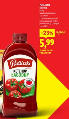 Ketchup pikantny Pudliszki promocja w Lidl