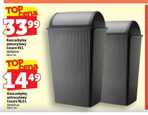 Kosz uchylny antracytowy Cesare 10,5 l promocja w TOPAZ