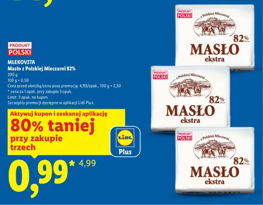 Masło z polskiej mleczarni 82% promocja w Lidl