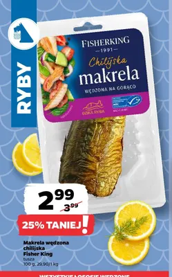 Makrela wędzona chilijska Fisher King tusza promocja w Netto