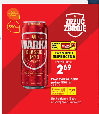 Piwo Warka promocja w Biedronka