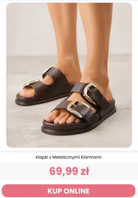 Klapki z metalicznymi klamrami Renee promocja w Renee