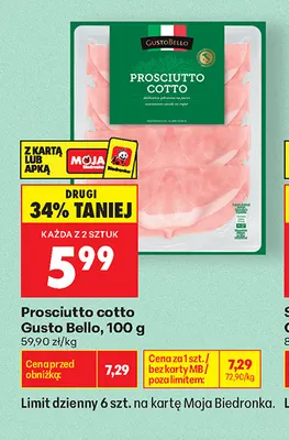 Prosciutto cotto Gusto Bello promocja w Biedronka
