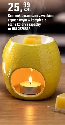 Kominek ceramiczny z woskiem zapachowym w komplecie różne kolory i zapachy promocja w OBI