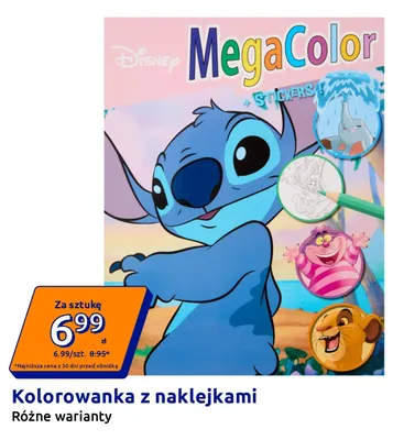 Kolorowanka z naklejkami Disney MegaColor promocja w Action