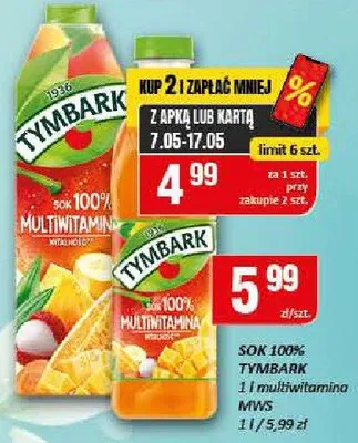 Sok 100% Tymbark multiwitamina 1l MWS promocja w Chorten