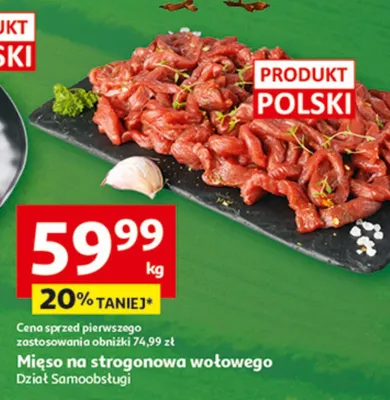 Mięso na strogonowa wołowego promocja w Auchan