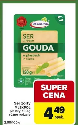 Ser żółty plastry różne rodzaje promocja w Carrefour Express