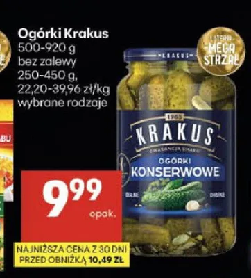 Ogórki konserwowe Krakus promocja w Delikatesy Centrum