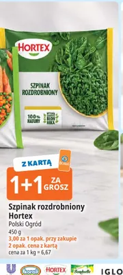 Szpinak rozdrobniony Hortex promocja w Leclerc
