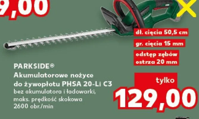 Akumulatorowe nożyce do żywopłotu PHSA 20-Li C3 promocja w Kaufland