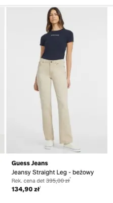 Jeansy Straight Leg Guess Jeans beżowy promocja w Lounge by Zalando