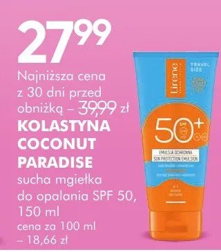 Emulsja do opalania SPF 50 Kolastyna Coconut Paradise sucha mgiełka promocja w Super-Pharm